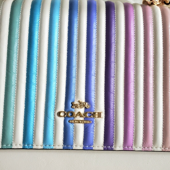 Coach Rainbow Ivory gold chain purse Crossbody Handbag bag - Picture 10 of 13